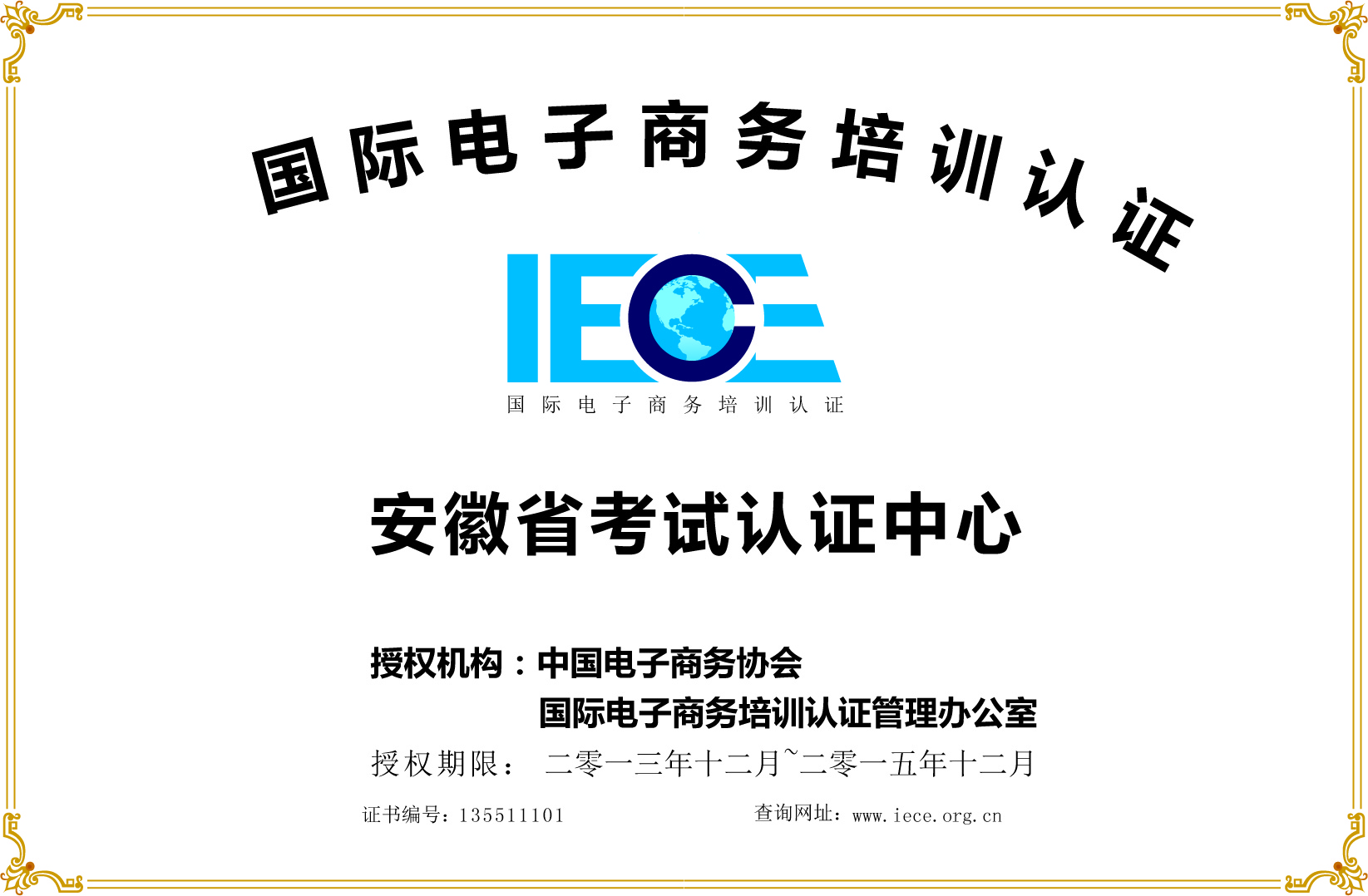 全国电子商务国际IECE认证安徽省考试培训学习中心